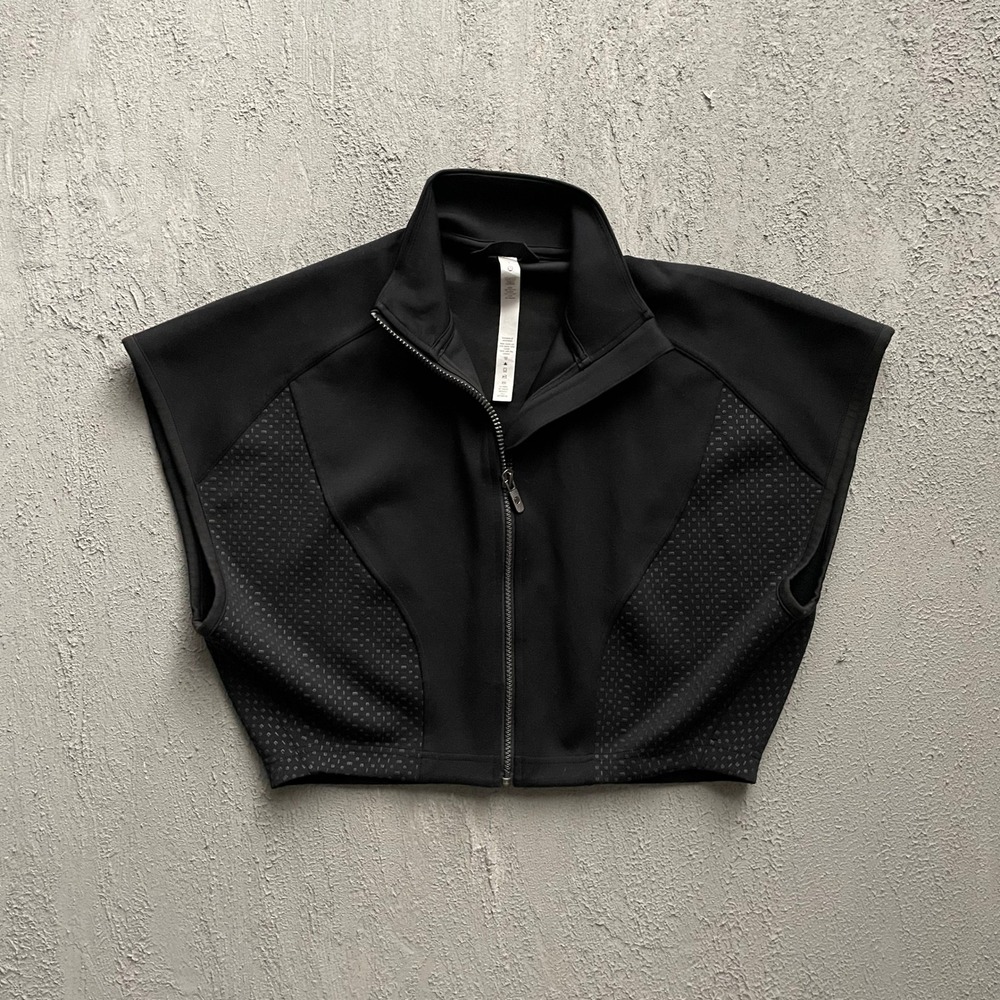 Lululemon Textured Cropped Zip Vest Womens Small Black LW3GR2S